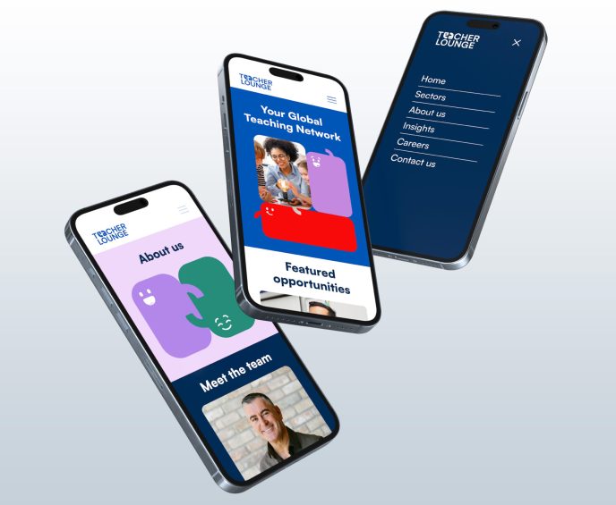 Mobile device website examples showing the new brand personality RedKnows created for Teacher Lounge